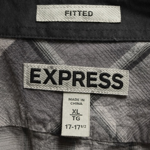 Express Western Wear Men’s Gray Plaid Cowboy Snap Close Shirt XL 17-17.5 - Picture 3 of 7